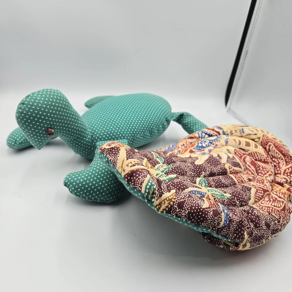 Vtg Handmade Sea Turtle Plush Toy Quilted Removable Shell‎ Cottagecore Country